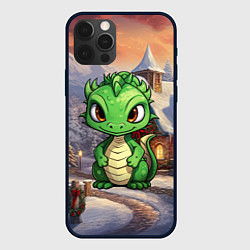 Чехол iPhone 12 Pro Max Дракон и новогодний город