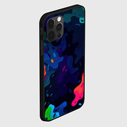 Чехол для iPhone 12 Pro Max Яркие кислотная разноцветные пятна в виде камуфляж, цвет: 3D-черный — фото 2
