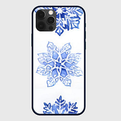 Чехол для iPhone 12 Pro Max Снежинки в ряд, цвет: 3D-черный
