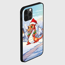 Чехол для iPhone 12 Pro Max Дракон рождество 2024, цвет: 3D-черный — фото 2