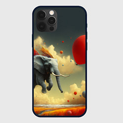 Чехол для iPhone 12 Pro Max Сюрреалистичный слон летит за шариком, цвет: 3D-черный