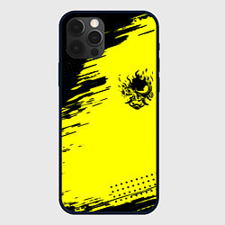 Чехол iPhone 12 Pro Max Cyberpunk 2077 краски на чёрном