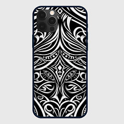Чехол для iPhone 12 Pro Max Чёрно белые узоры, цвет: 3D-черный