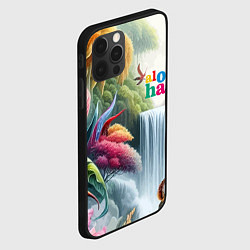Чехол для iPhone 12 Pro Max Водопад в тропическом лесу - алоха, цвет: 3D-черный — фото 2