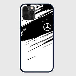 Чехол iPhone 12 Pro Max Mercedes benz краски чернобелая геометрия