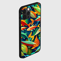 Чехол для iPhone 12 Pro Max Стая пестрых рыбок паттерн, цвет: 3D-черный — фото 2