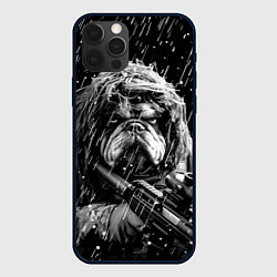 Чехол для iPhone 12 Pro Max Английский бульдог солдат, цвет: 3D-черный