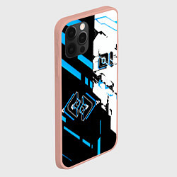 Чехол для iPhone 12 Pro Max Синие и чёрные техно линии, цвет: 3D-светло-розовый — фото 2