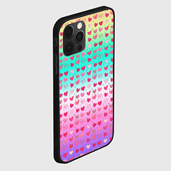 Чехол для iPhone 12 Pro Max Паттерн сердечки на разноцветном фоне, цвет: 3D-черный — фото 2