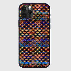Чехол для iPhone 12 Pro Max Разноцветный паттерн с золотыми значками, цвет: 3D-черный