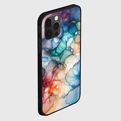 Чехол для iPhone 12 Pro Max Нарисованная спиртовыми чернилами иллюстрация, цвет: 3D-черный — фото 2