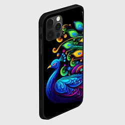 Чехол для iPhone 12 Pro Max Neon peacock - art, цвет: 3D-черный — фото 2