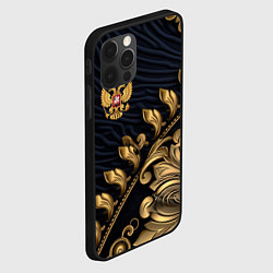 Чехол для iPhone 12 Pro Max Золотой герб России лепнина, цвет: 3D-черный — фото 2