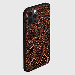 Чехол для iPhone 12 Pro Max Узоры мандала коричневый, цвет: 3D-черный — фото 2