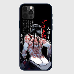 Чехол iPhone 12 Pro Max Девушка самурай и иероглифы