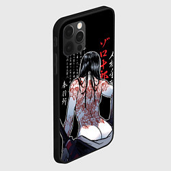 Чехол для iPhone 12 Pro Max Девушка самурай и иероглифы, цвет: 3D-черный — фото 2