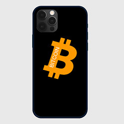 Чехол для iPhone 12 Pro Max Биткоин криптовалюта оранжевое лого, цвет: 3D-черный