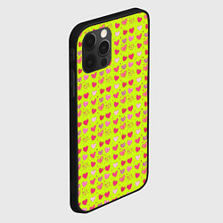 Чехол для iPhone 12 Pro Max Сердечки на салатовом фоне, цвет: 3D-черный — фото 2