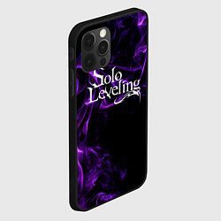 Чехол для iPhone 12 Pro Max Поднятие уровня в одиночку - фиолетовое пламя, цвет: 3D-черный — фото 2