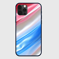 Чехол iPhone 12 Pro Max Белые синие красные светлые полосы абстракции