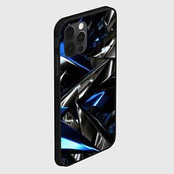 Чехол для iPhone 12 Pro Max Синие и серебряные вставки абстракции, цвет: 3D-черный — фото 2