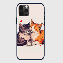 Чехол для iPhone 12 Pro Max Влюбленные коты 14 февраля, цвет: 3D-черный