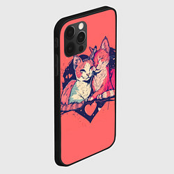Чехол для iPhone 12 Pro Max Влюбленные коты в виде сердца, цвет: 3D-черный — фото 2