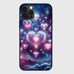 Чехол для iPhone 12 Pro Max Космические сердца - звезды, цвет: 3D-черный