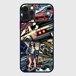 Чехол для iPhone 12 Pro Max Japanese cars art, цвет: 3D-черный