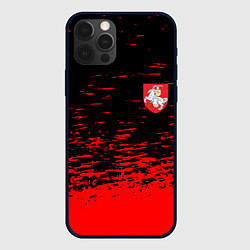Чехол iPhone 12 Pro Max Герб Белоруссии краски красные