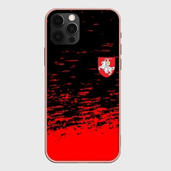 Чехол для iPhone 12 Pro Max Герб Белоруссии краски красные, цвет: 3D-светло-розовый