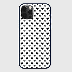 Чехол для iPhone 12 Pro Max Черно-белые сердечки, цвет: 3D-черный