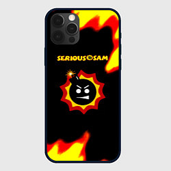 Чехол iPhone 12 Pro Max Serious Sam лого краски с огнём