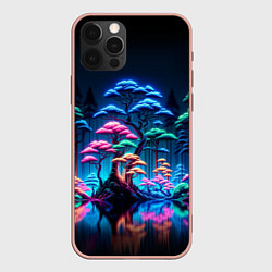 Чехол для iPhone 12 Pro Max Неоновый лес - нейросеть, цвет: 3D-светло-розовый