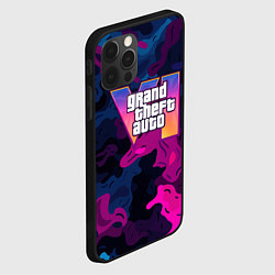 Чехол для iPhone 12 Pro Max Gta лого синий и фиолетовый камуфляж, цвет: 3D-черный — фото 2