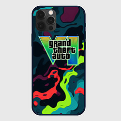 Чехол iPhone 12 Pro Max Gta лого кислотный камуфляж