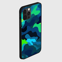 Чехол для iPhone 12 Pro Max Яркий неоновый зеленый классический камуфляж, цвет: 3D-черный — фото 2