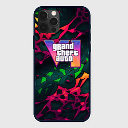 Чехол для iPhone 12 Pro Max GTA 6 logo яркий неоновый камуфляжный стиль, цвет: 3D-черный