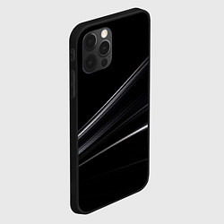 Чехол для iPhone 12 Pro Max Белые полосы на черной абстракции, цвет: 3D-черный — фото 2