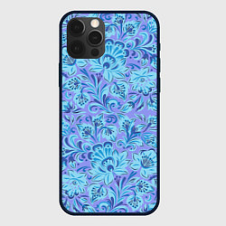 Чехол для iPhone 12 Pro Max Узоры и цветы гжель паттерн, цвет: 3D-черный