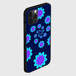 Чехол для iPhone 12 Pro Max Спираль фиолетовых звезд с циан контуром на темном, цвет: 3D-черный — фото 2