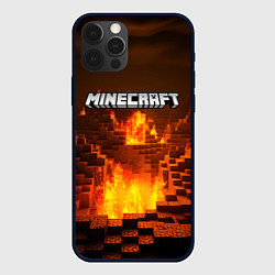 Чехол iPhone 12 Pro Max Огненный minecraft логотип