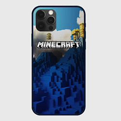 Чехол iPhone 12 Pro Max Minecraft лого и горы