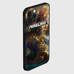 Чехол для iPhone 12 Pro Max Minecraft logo горы и реки, цвет: 3D-черный — фото 2