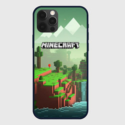Чехол iPhone 12 Pro Max Minecraft logo квадратный мир игры