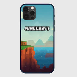 Чехол iPhone 12 Pro Max Minecraft logo квадратный мир