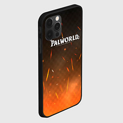 Чехол для iPhone 12 Pro Max Palworld лого на фоне огня, цвет: 3D-черный — фото 2