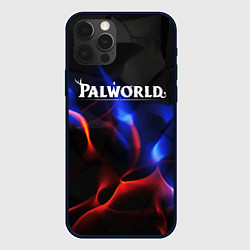 Чехол iPhone 12 Pro Max Palworld логотип на черном и фиолетовом абстракте