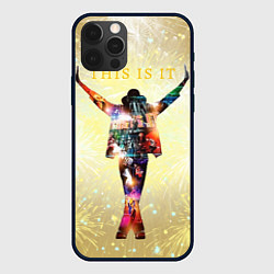 Чехол iPhone 12 Pro Max Michael Jackson THIS IS IT - с салютами на золотом