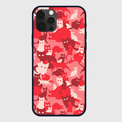 Чехол для iPhone 12 Pro Max Розовый кошачий комуфляж, цвет: 3D-черный